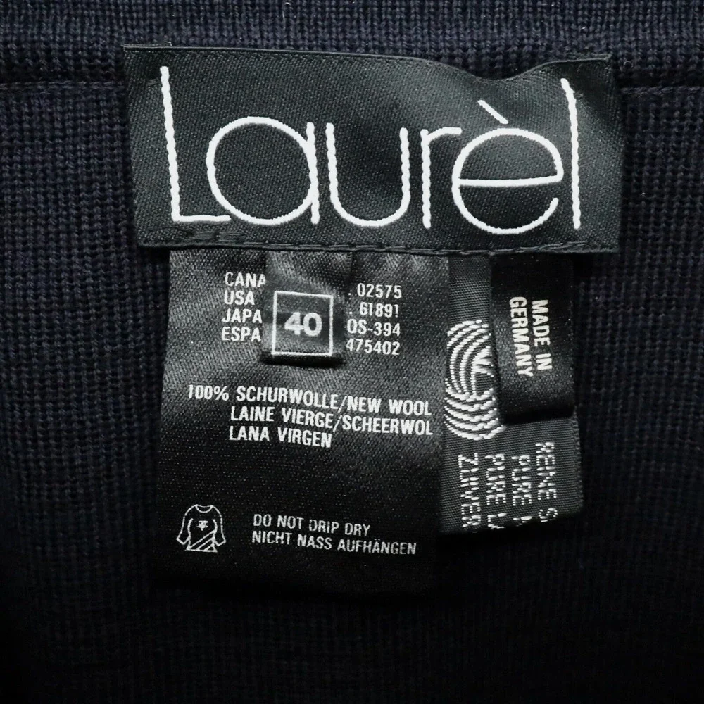 Laurel Escada Sweater Skirt Womens 8 US 40 EU Navy Blue Wool Knit Pull On Vtg